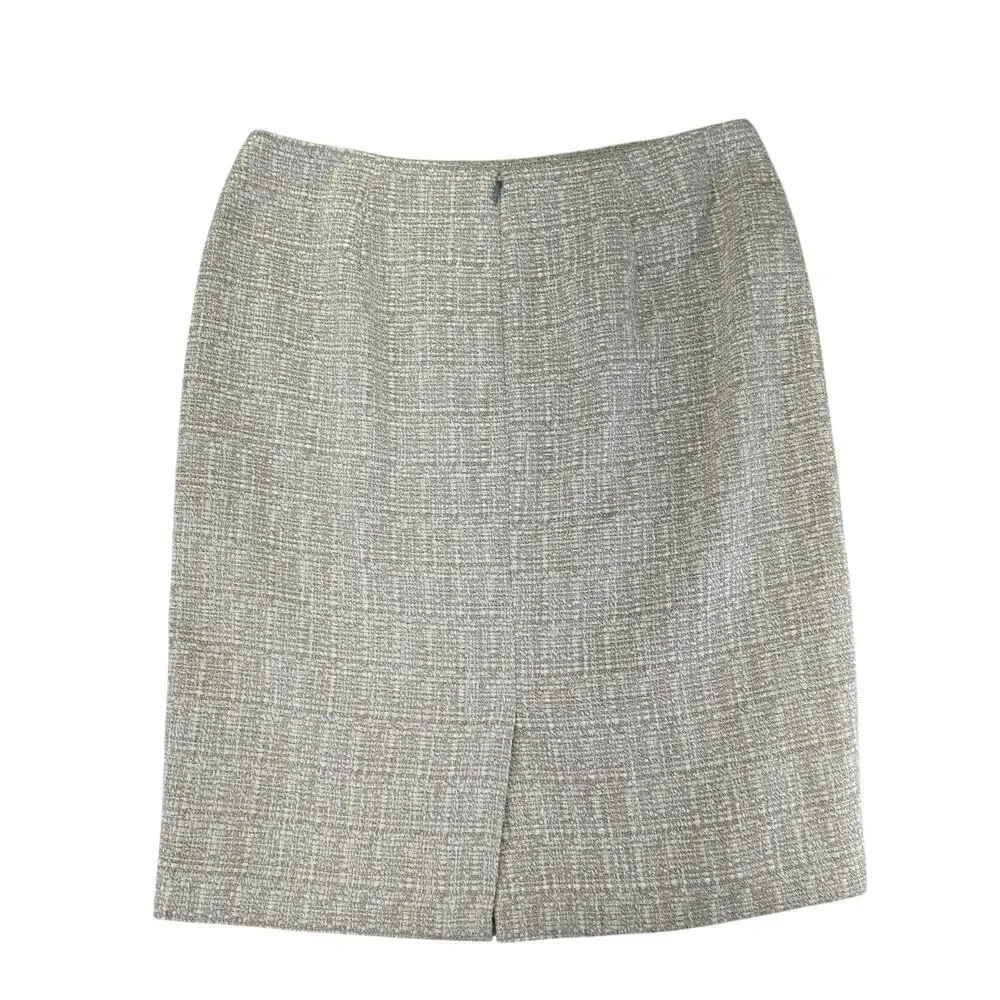 Talbots Tweed Skirt Tan Cream Straight Pencil Women's Size 10 Lined - Picture 2 of 4